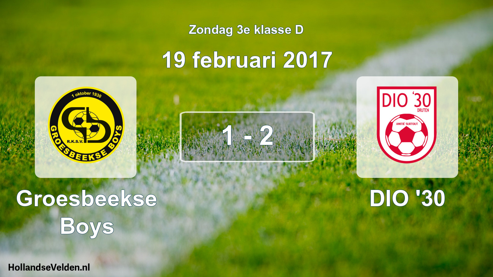 Total number of matches played: Groesbeekse Boys - DIO '30 1 - 2 (19 February 2017)