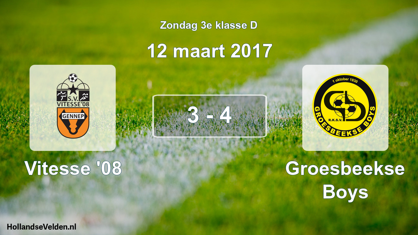 Total number of matches played: Vitesse '08 - Groesbeekse Boys 3 - 4 (12 March 2017)