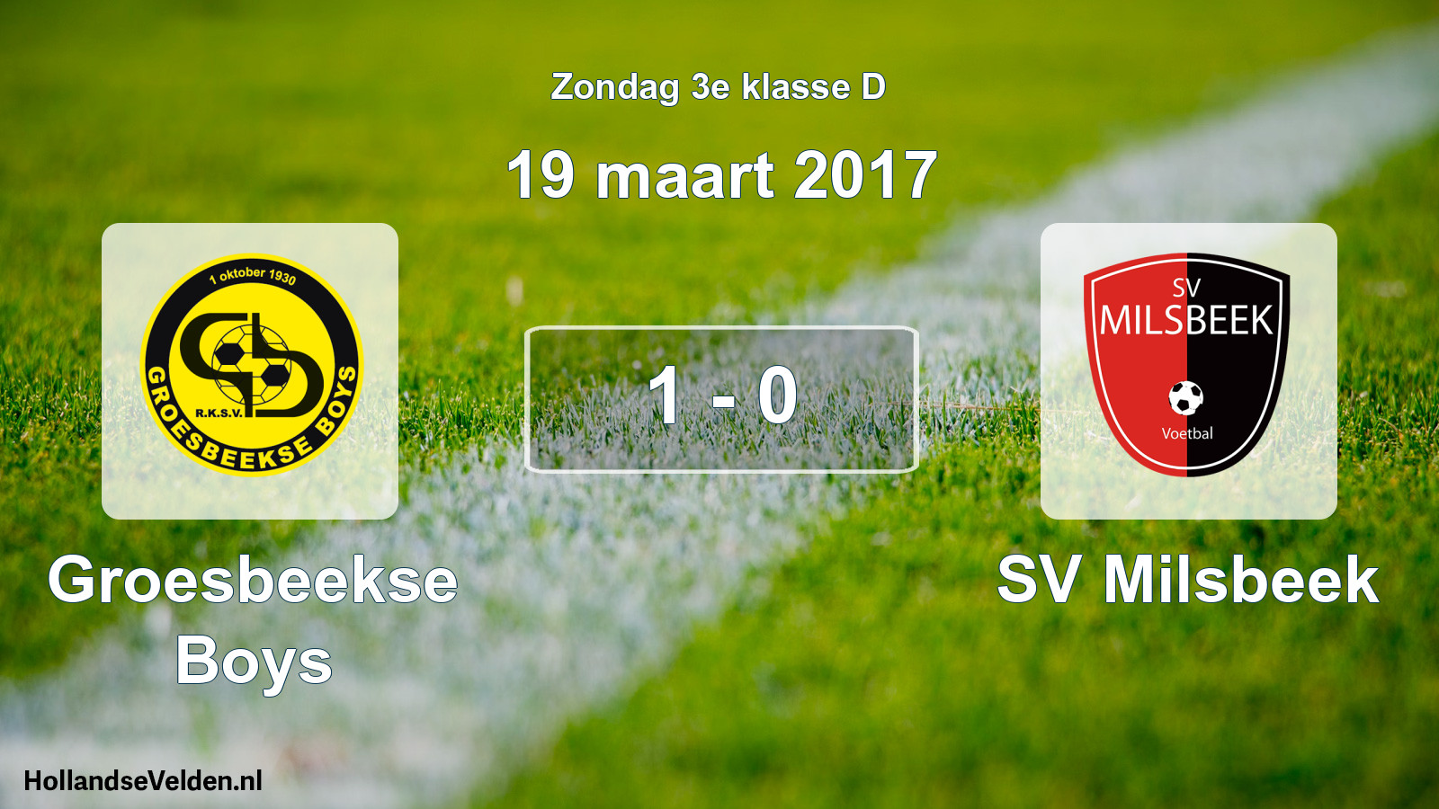 Total number of matches played: Groesbeekse Boys - SV Milsbeek 1 - 0 (19 March 2017)