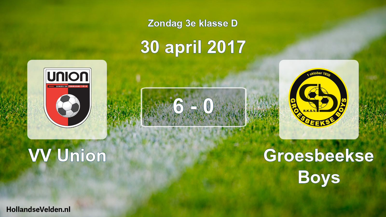 Total number of matches played: VV Union - Groesbeekse Boys 6 - 0 (30 April 2017)