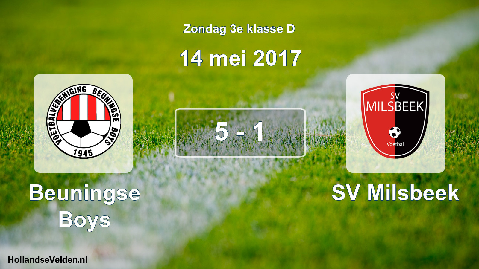 Total number of matches played: Beuningse Boys - SV Milsbeek 5 - 1 (14 May 2017)