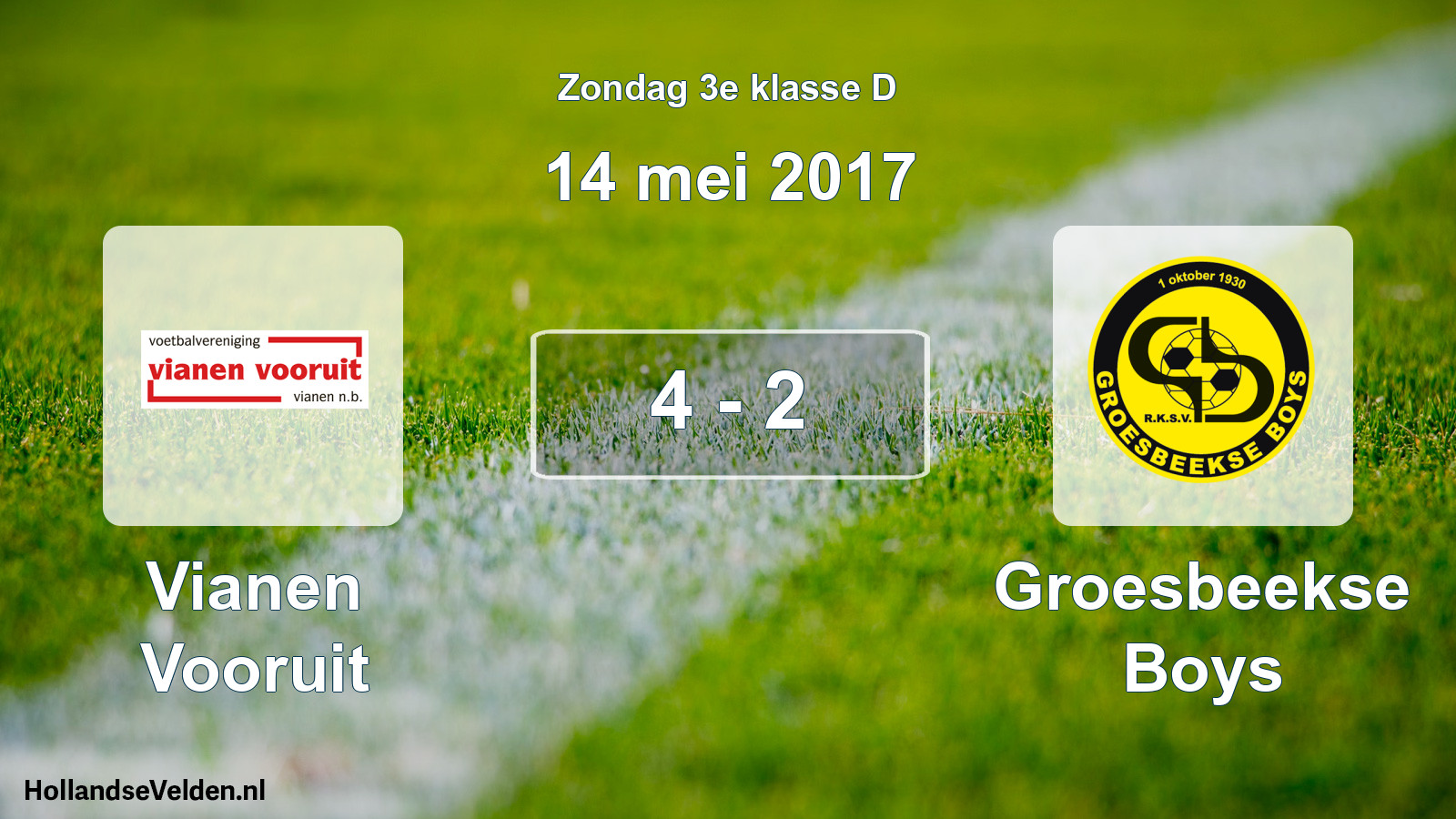 Total number of matches played: Vianen Vooruit - Groesbeekse Boys 4 - 2 (14 May 2017)