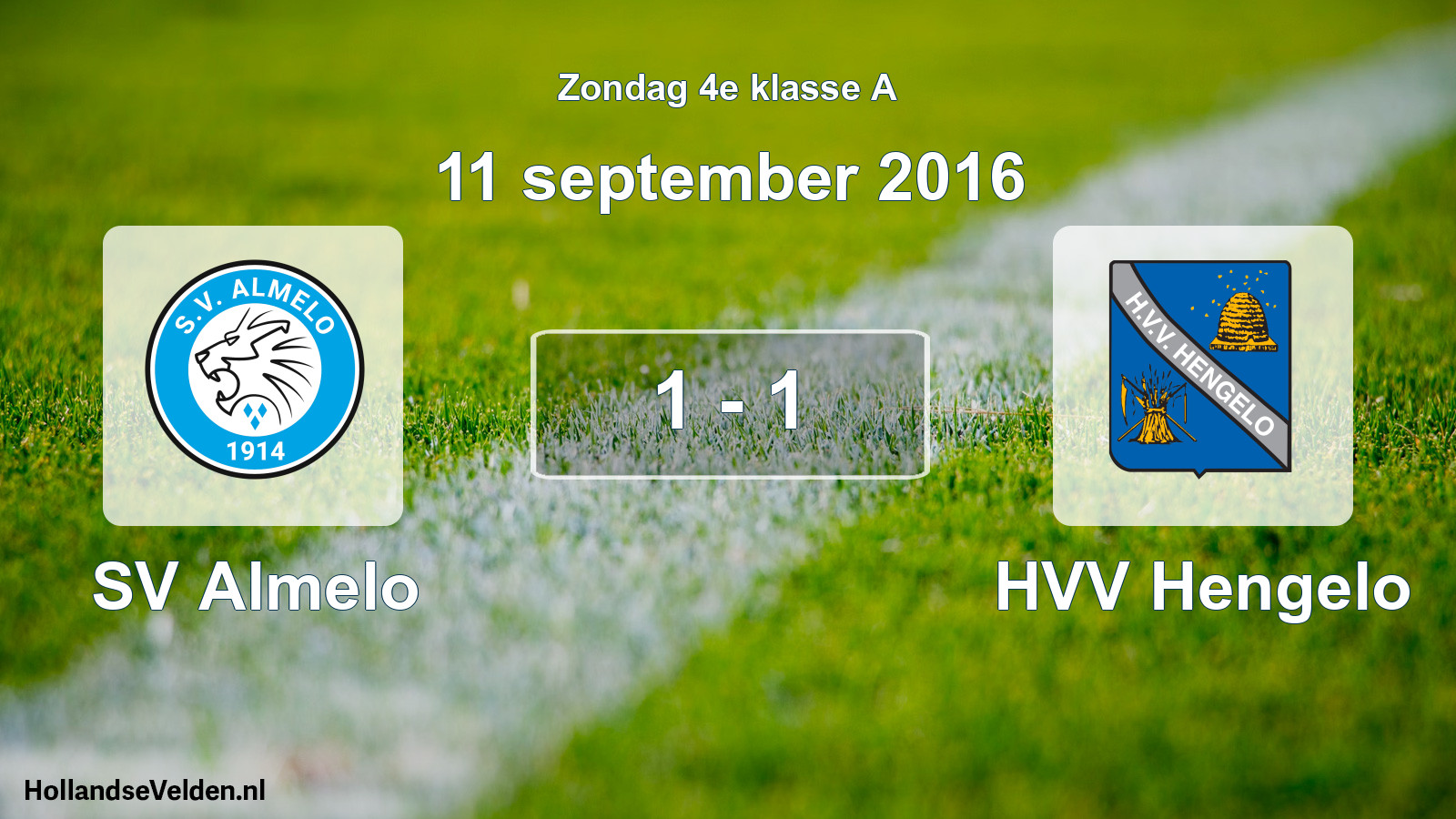 Total number of matches played: SV Almelo - HVV Hengelo 1 - 1 (11 September 2016)