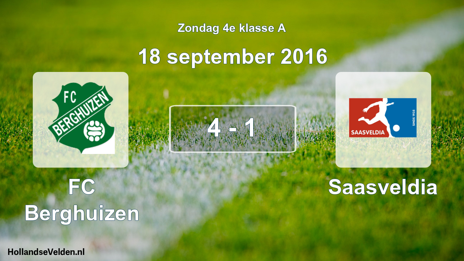 Total number of matches played: FC Berghuizen - Saasveldia 4 - 1 (18 September 2016)