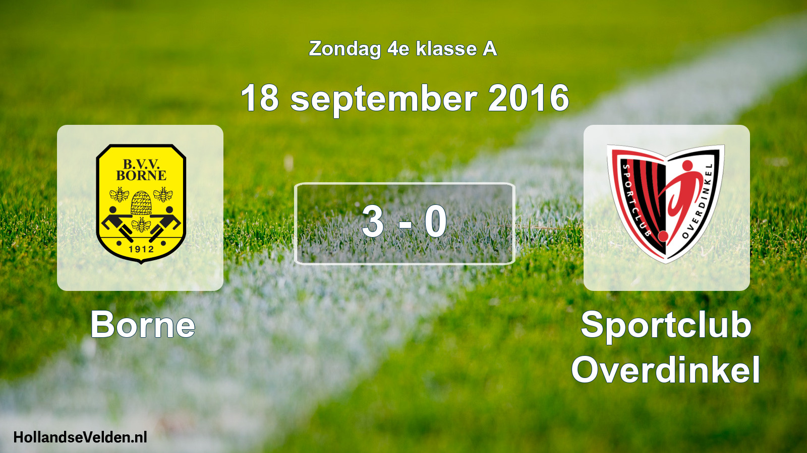 Total number of matches played: Borne - Sportclub Overdinkel 3 - 0 (18 September 2016)