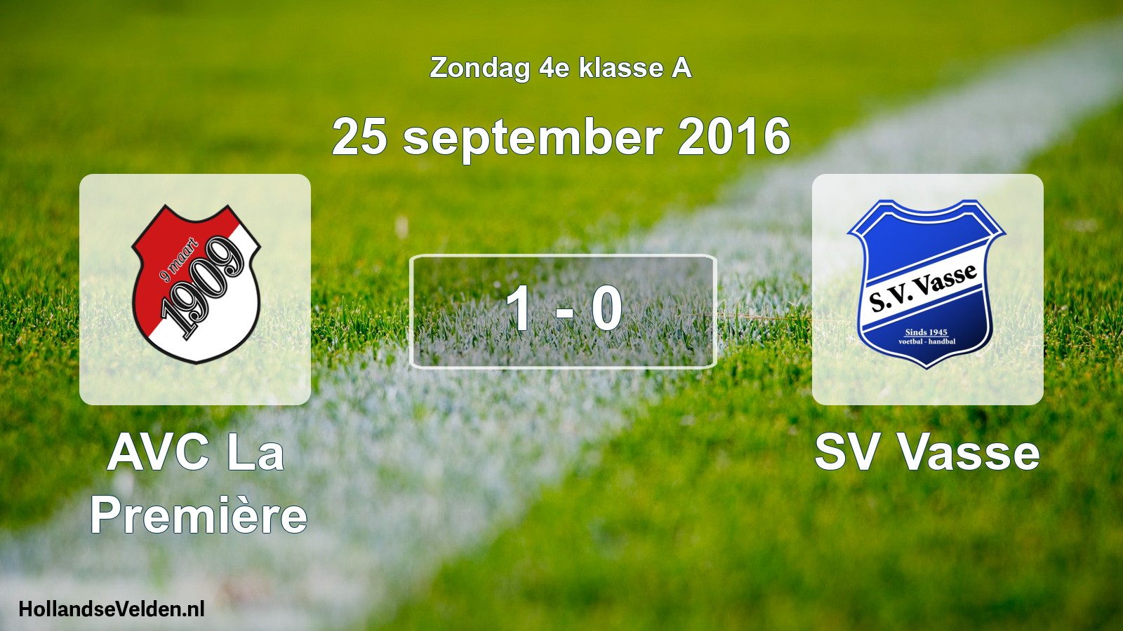 Total number of matches played: AVC La Première - SV Vasse 1 - 0 (25 September 2016)