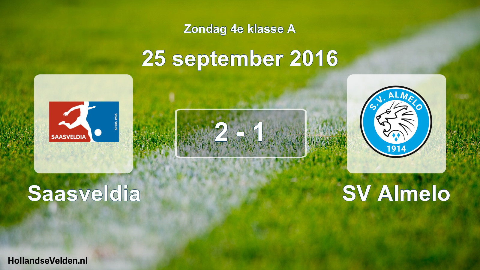 Total number of matches played: Saasveldia - SV Almelo 2 - 1 (25 September 2016)