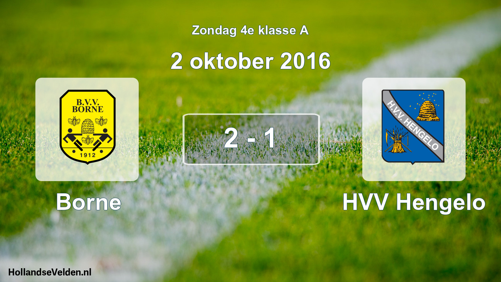 Total number of matches played: Borne - HVV Hengelo 2 - 1 (2 October 2016)