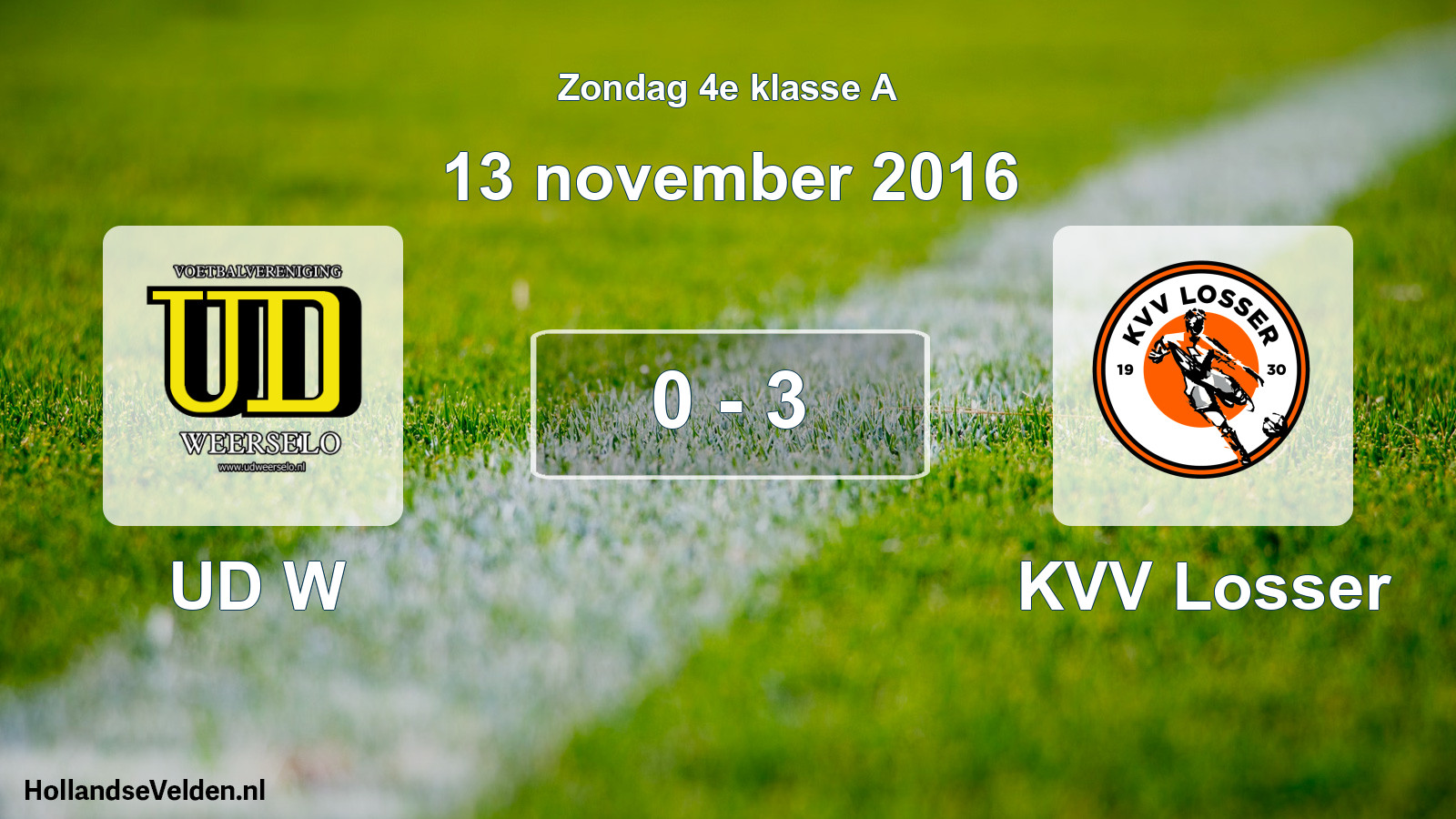 Total number of matches played: UD W - KVV Losser 0 - 3 (13 November 2016)