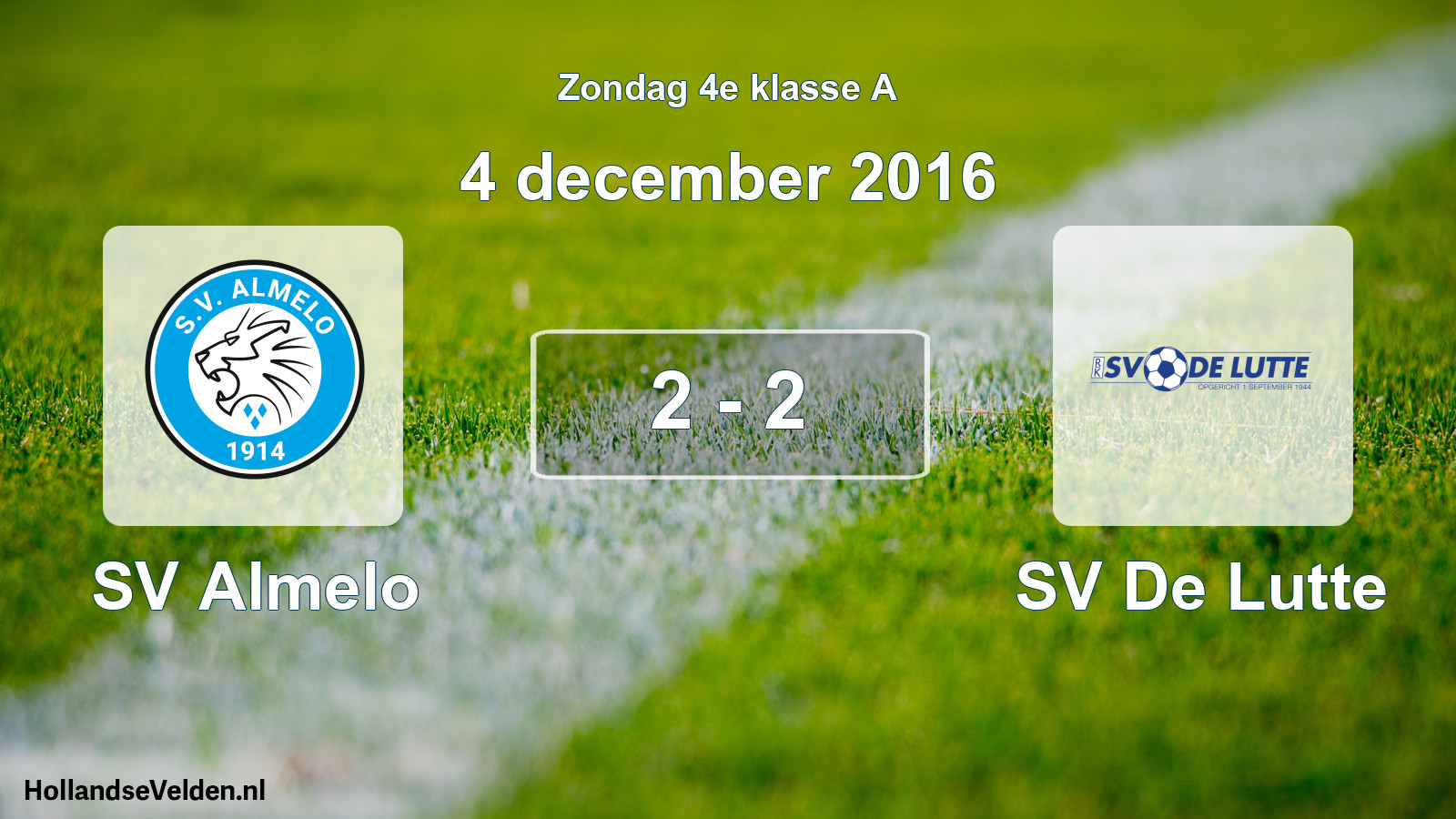 Total number of matches played: SV Almelo - SV De Lutte 2 - 2 (4 December 2016)