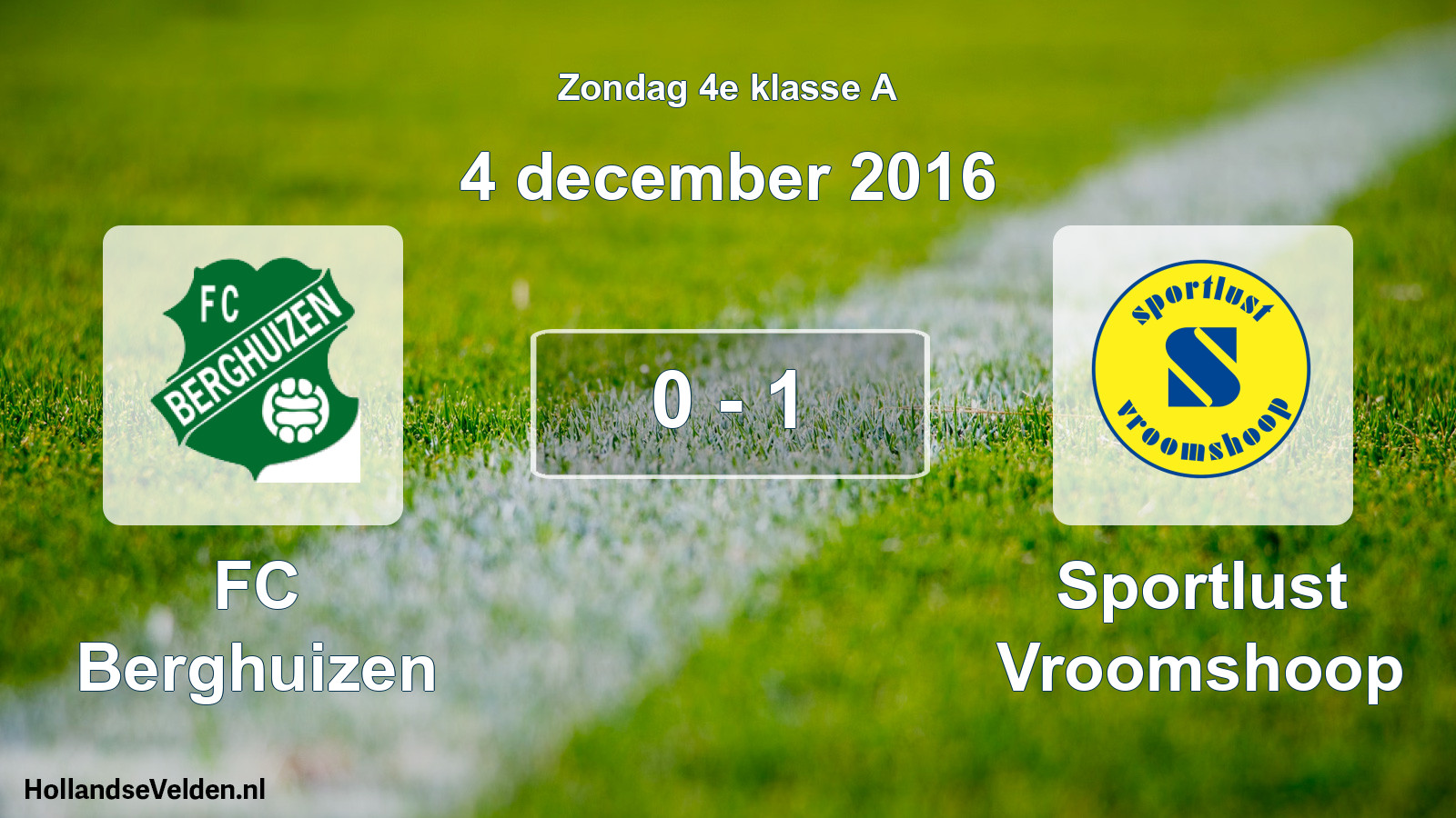 Total number of matches played: FC Berghuizen - Sportlust Vroomshoop 0 - 1 (4 December 2016)