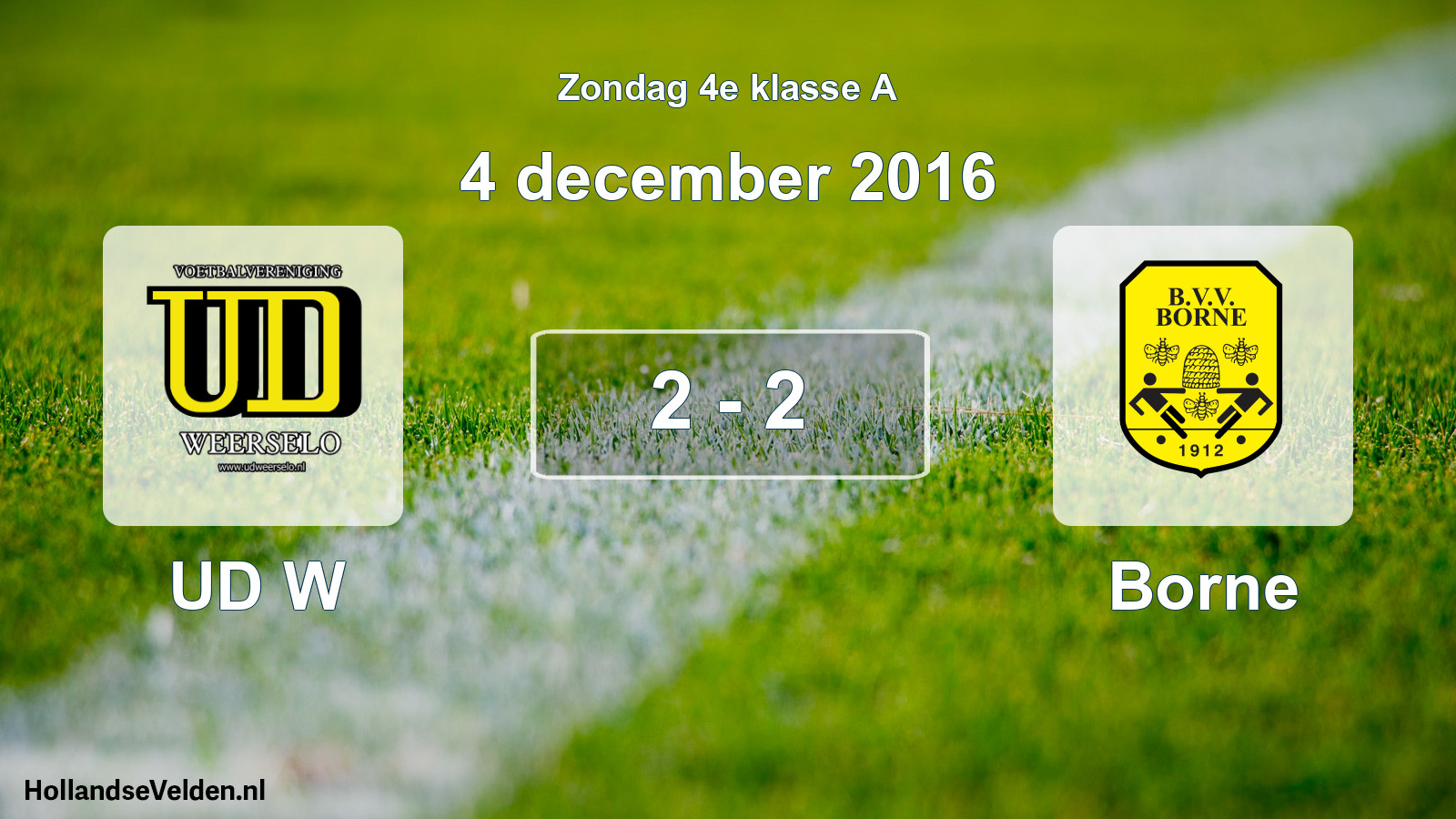 Total number of matches played: UD W - Borne 2 - 2 (4 December 2016)