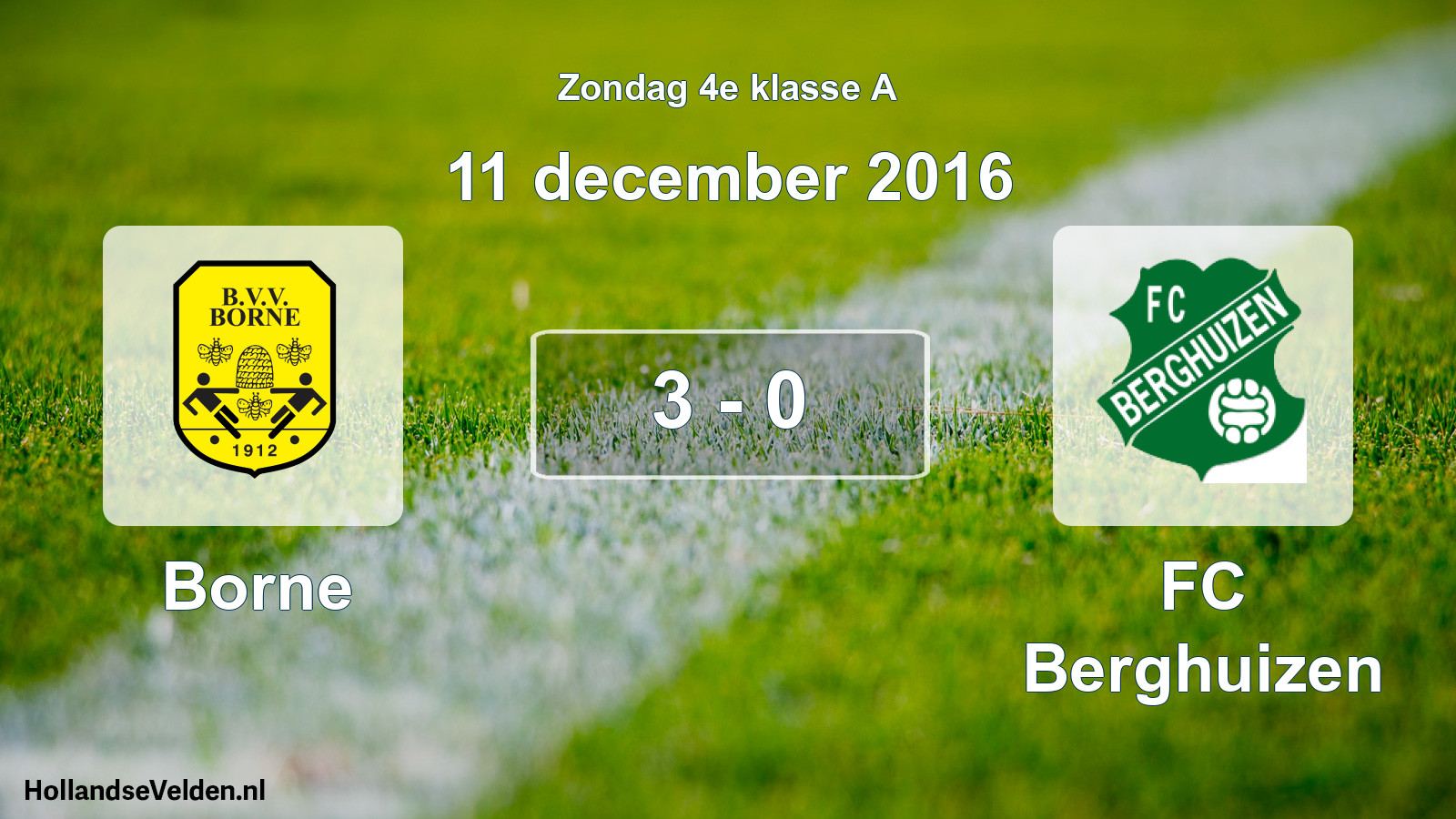 Total number of matches played: Borne - FC Berghuizen 3 - 0 (11 December 2016)