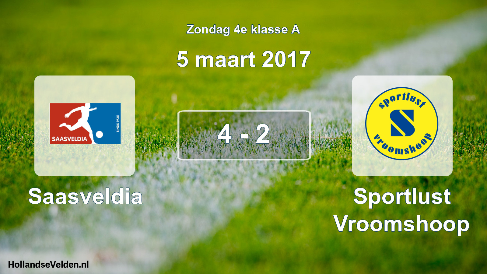 Total number of matches played: Saasveldia - Sportlust Vroomshoop 4 - 2 (5 March 2017)