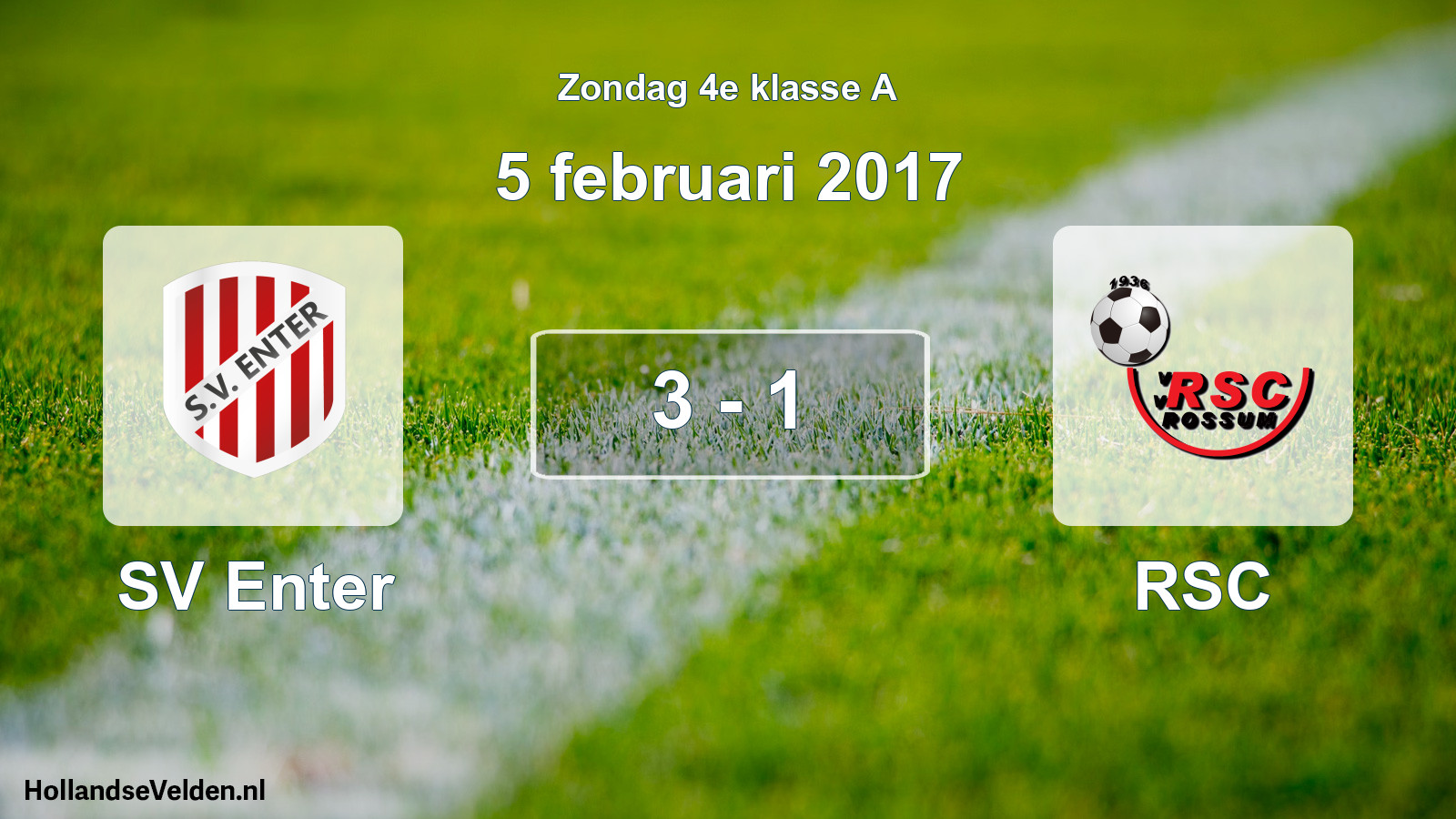 Total number of matches played: SV Enter - RSC 3 - 1 (5 February 2017)
