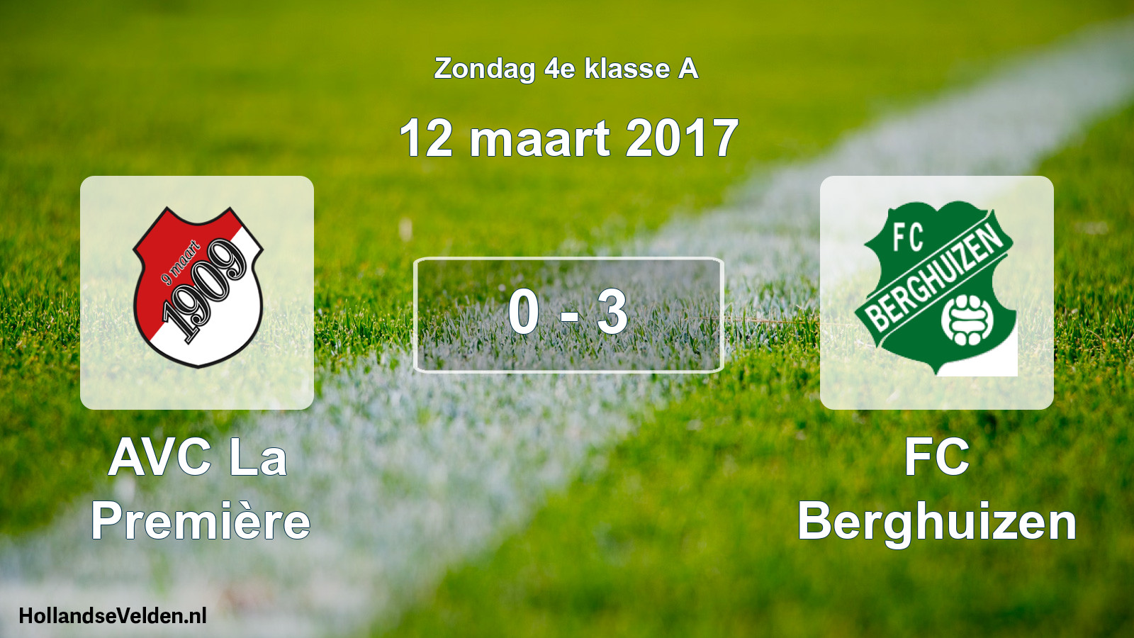 Total number of matches played: AVC La Première - FC Berghuizen 0 - 3 (12 March 2017)