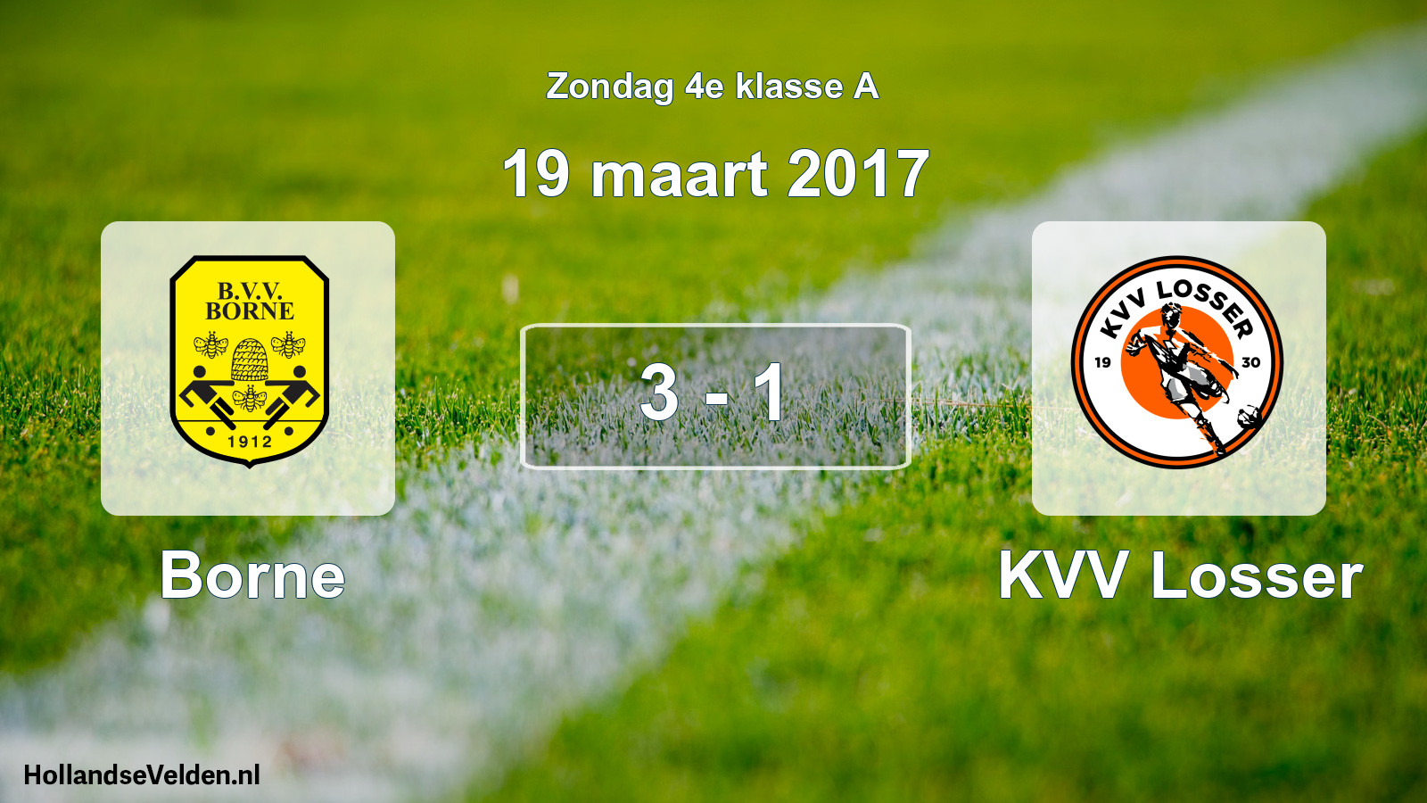 Total number of matches played: Borne - KVV Losser 3 - 1 (19 March 2017)