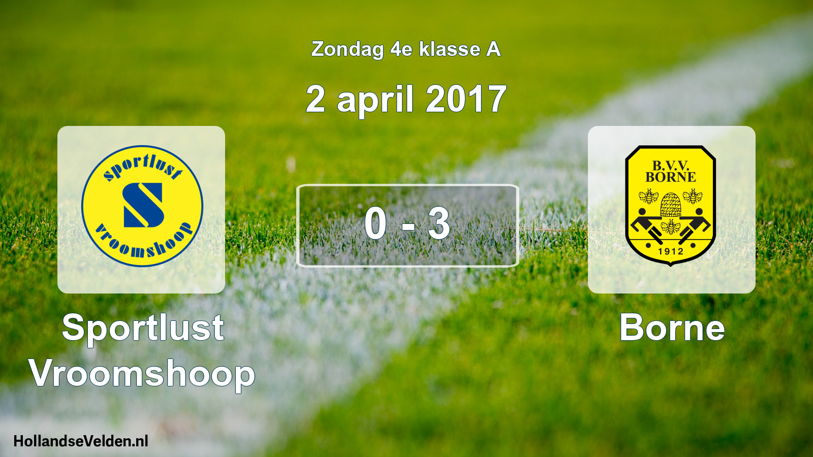 Total number of matches played: Sportlust Vroomshoop - Borne 0 - 3 (2 April 2017)