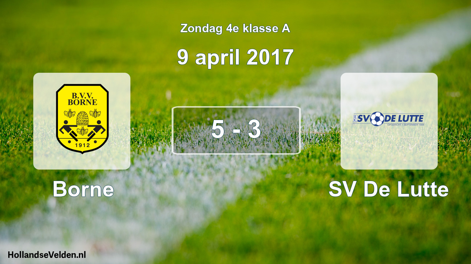Total number of matches played: Borne - SV De Lutte 5 - 3 (9 April 2017)