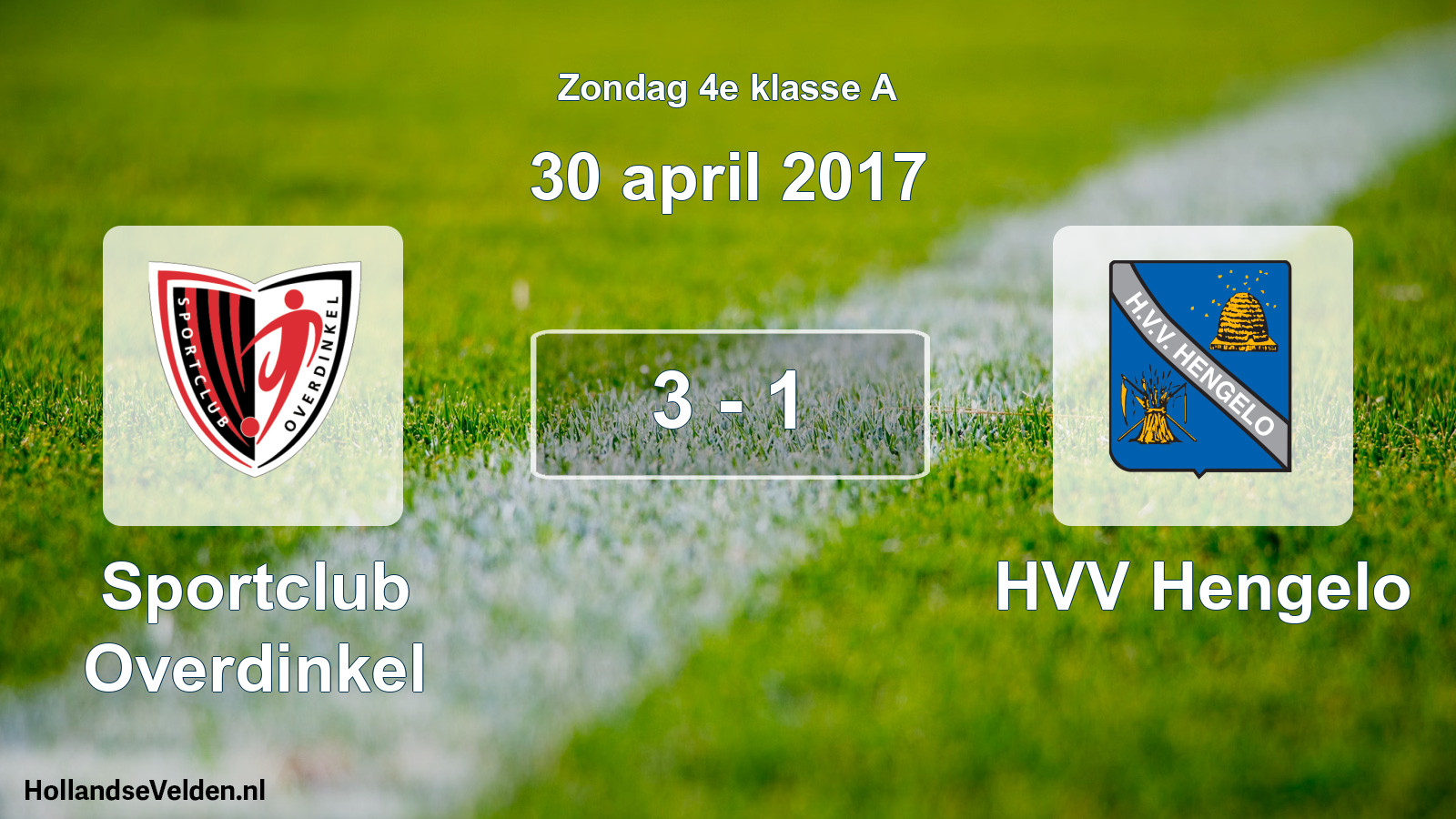 Total number of matches played: Sportclub Overdinkel - HVV Hengelo 3 - 1 (30 April 2017)