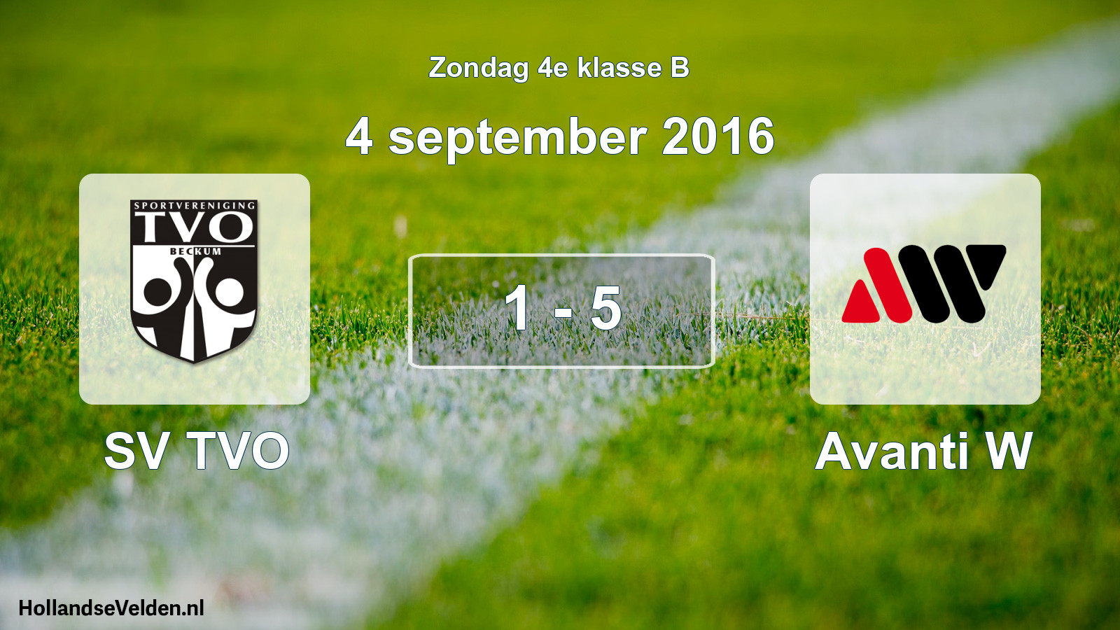 Total number of matches played: SV TVO - Avanti W 1 - 5 (4 September 2016)