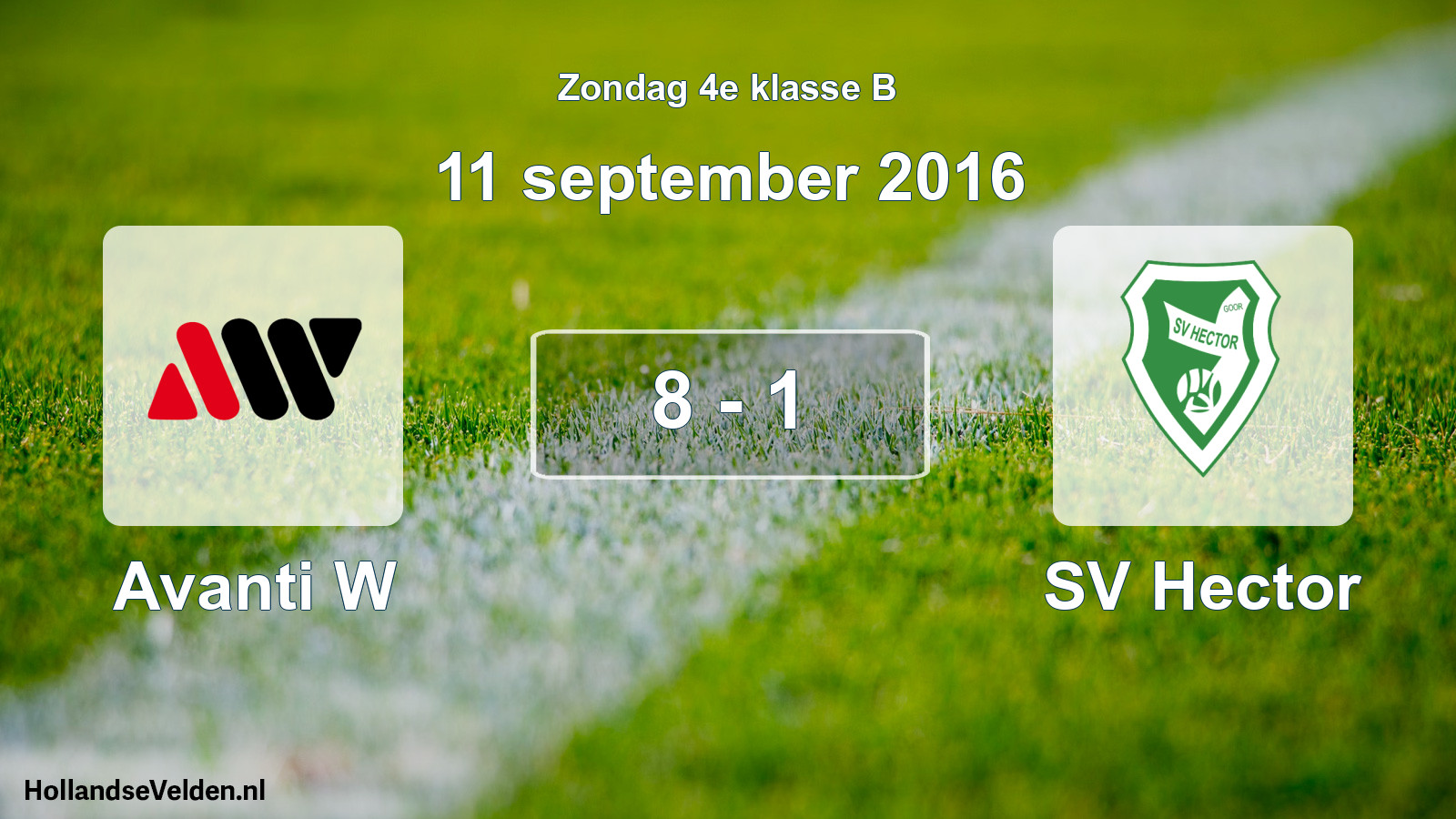 Total number of matches played: Avanti W - SV Hector 8 - 1 (11 September 2016)