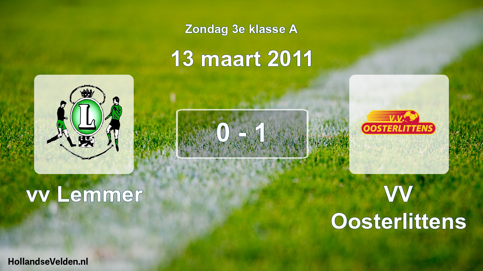 Total number of matches played: vv Lemmer - VV Oosterlittens 0 - 1 (13 March 2011)