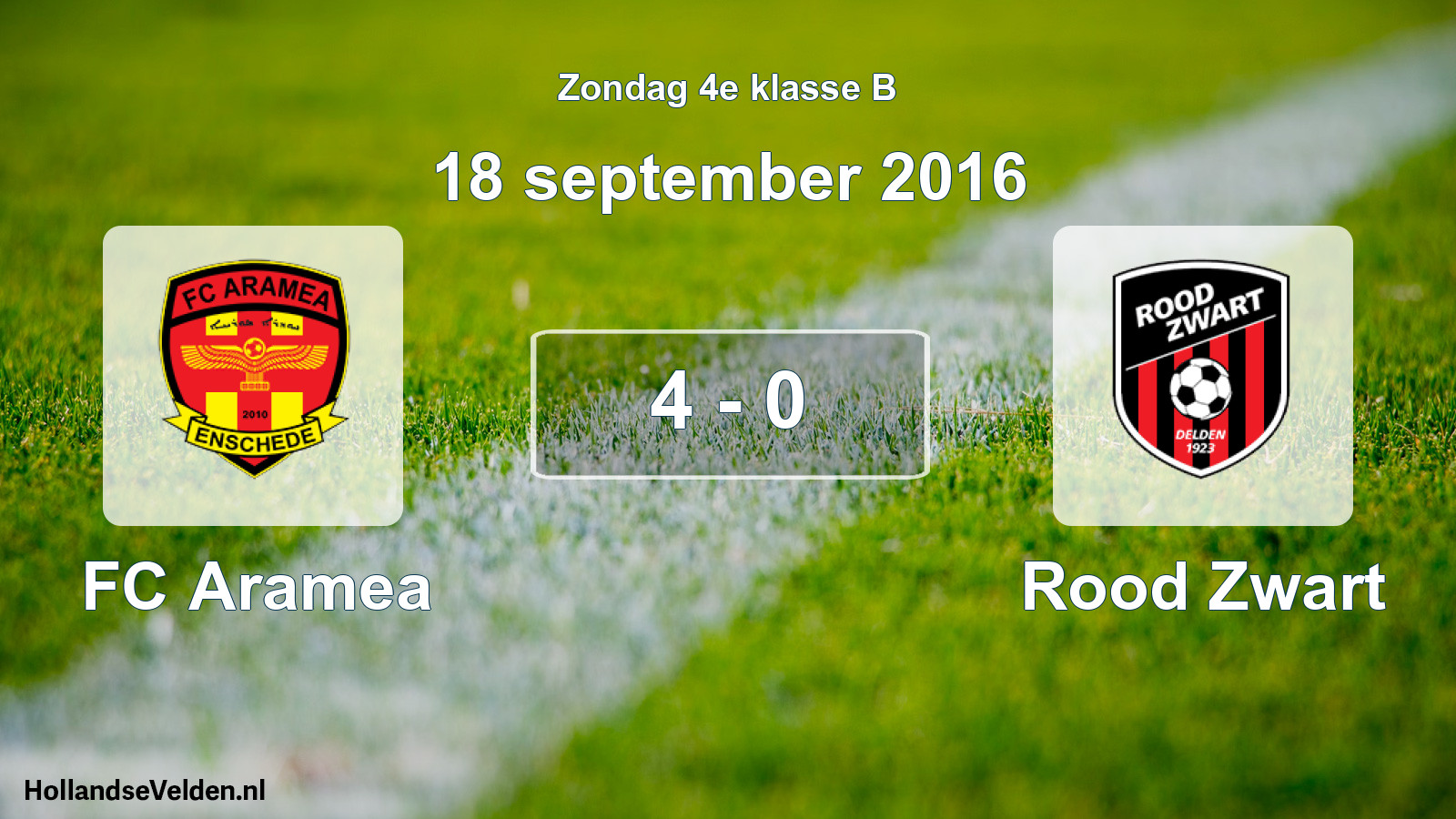 Total number of matches played: FC Aramea - Rood Zwart 4 - 0 (18 September 2016)