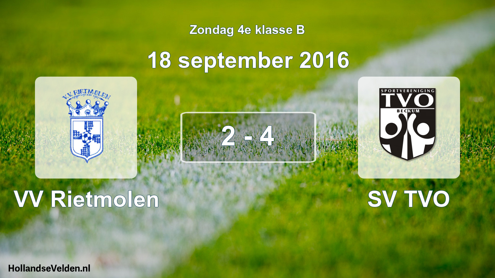 Total number of matches played: VV Rietmolen - SV TVO 2 - 4 (18 September 2016)