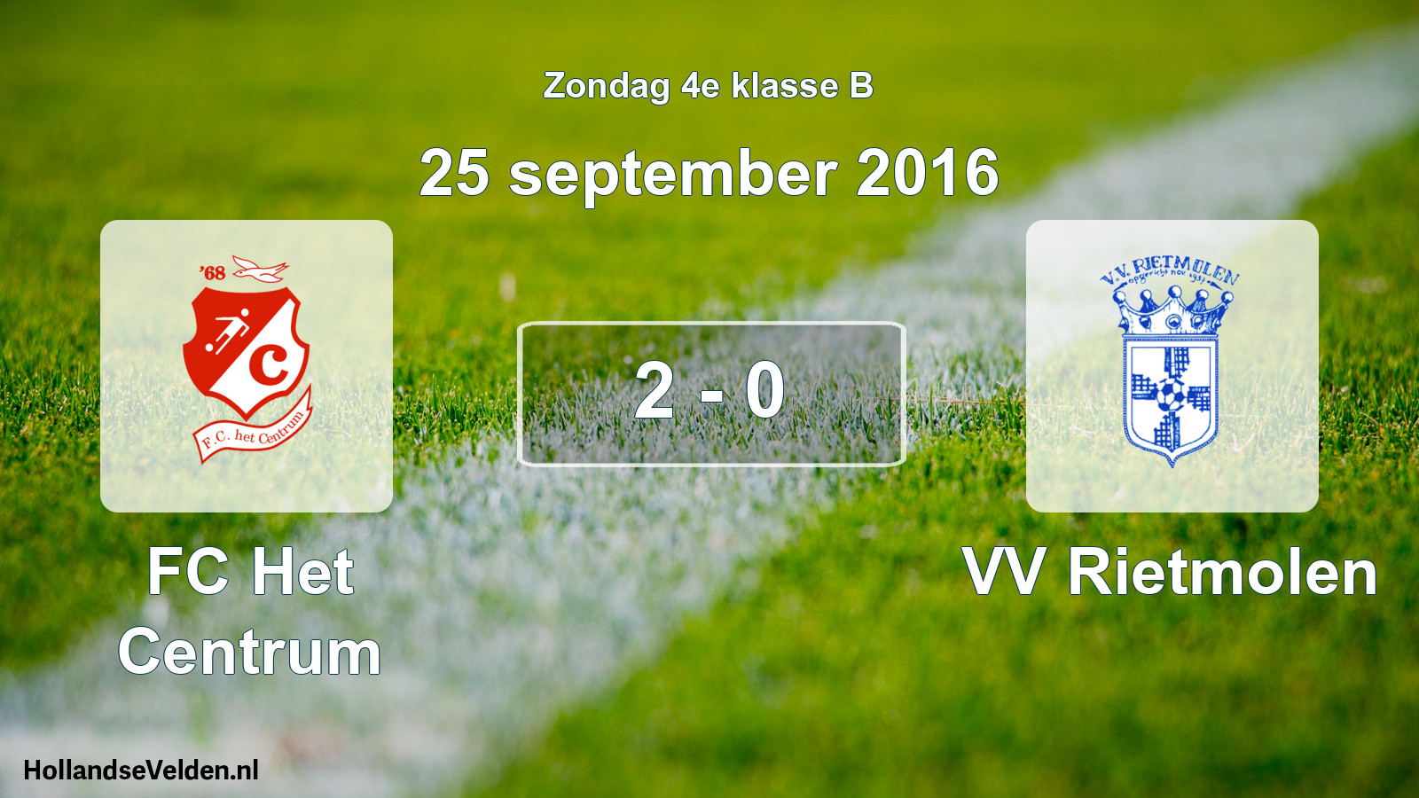 Total number of matches played: FC Het Centrum - VV Rietmolen 2 - 0 (25 September 2016)