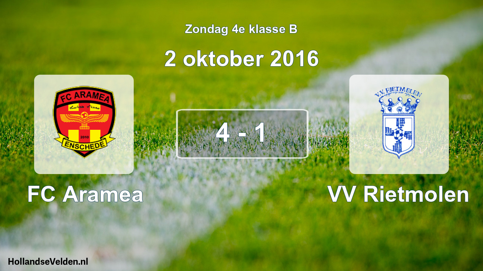 Total number of matches played: FC Aramea - VV Rietmolen 4 - 1 (2 October 2016)
