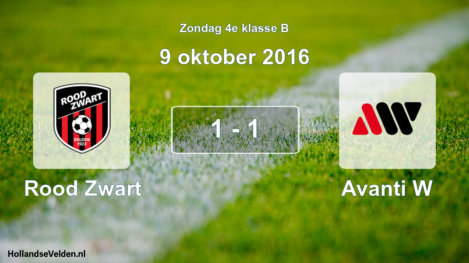 Total number of matches played: Rood Zwart - Avanti W 1 - 1 (9 October 2016)
