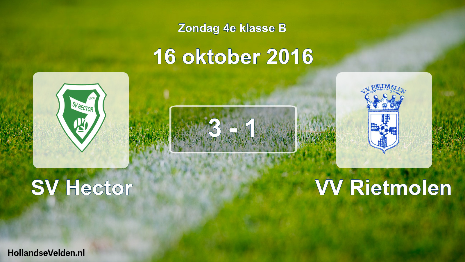Total number of matches played: SV Hector - VV Rietmolen 3 - 1 (16 October 2016)