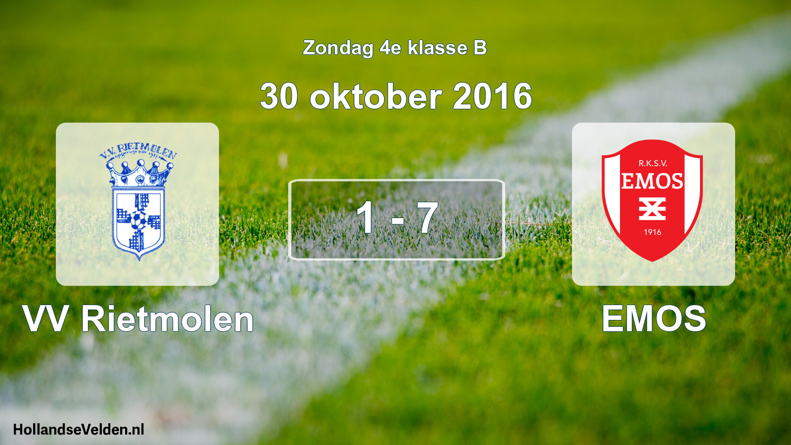 Total number of matches played: VV Rietmolen - EMOS 1 - 7 (30 October 2016)