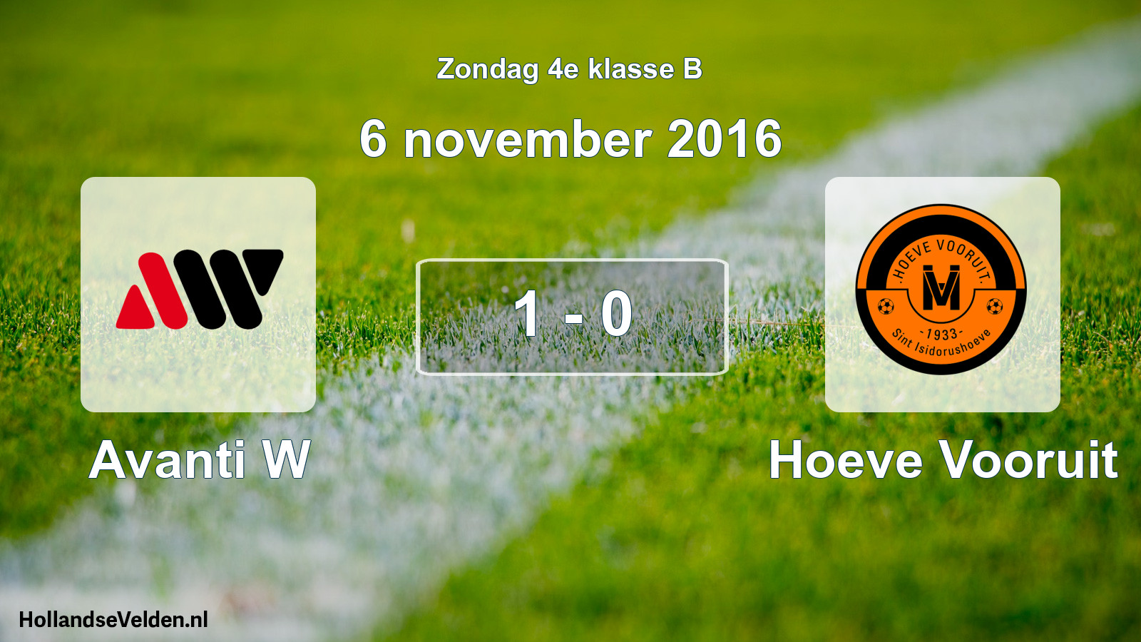 Total number of matches played: Avanti W - Hoeve Vooruit 1 - 0 (6 November 2016)