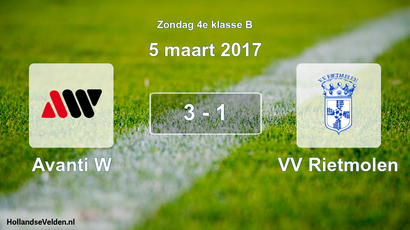 Total number of matches played: Avanti W - VV Rietmolen 3 - 1 (5 March 2017)