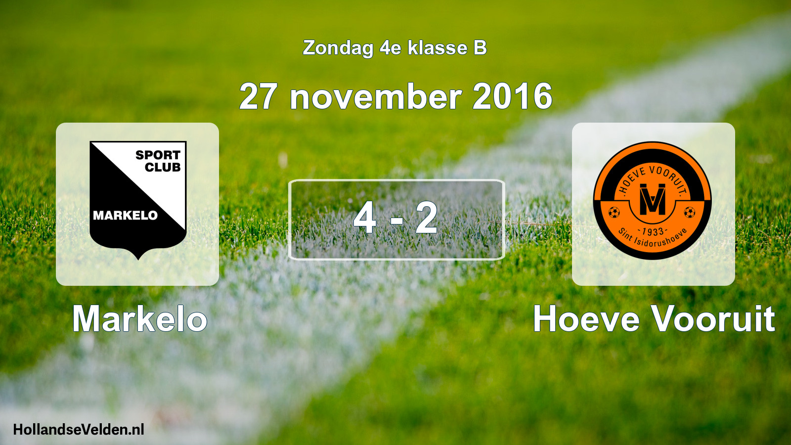 Total number of matches played: Markelo - Hoeve Vooruit 4 - 2 (27 November 2016)