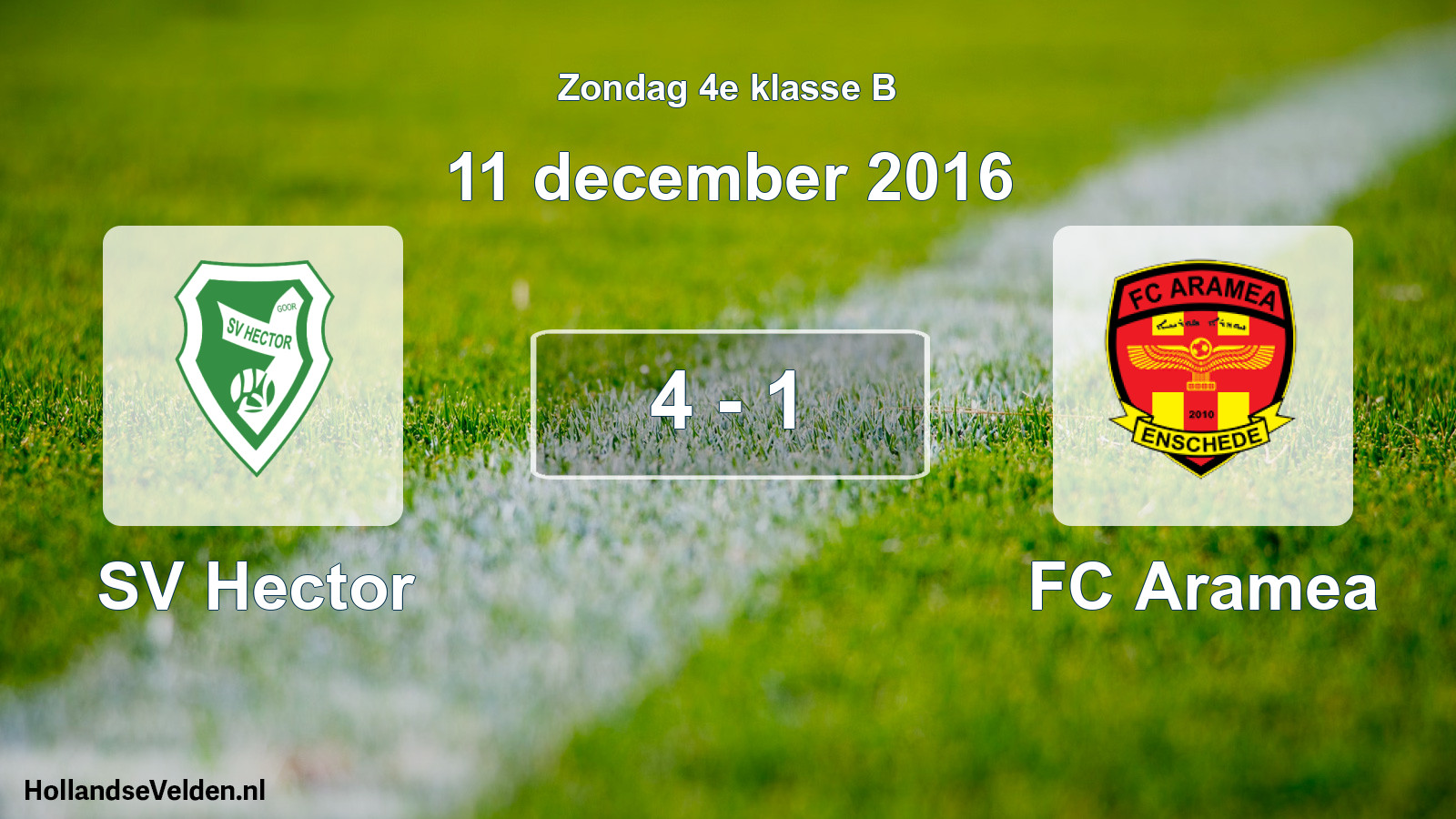 Total number of matches played: SV Hector - FC Aramea 4 - 1 (11 December 2016)