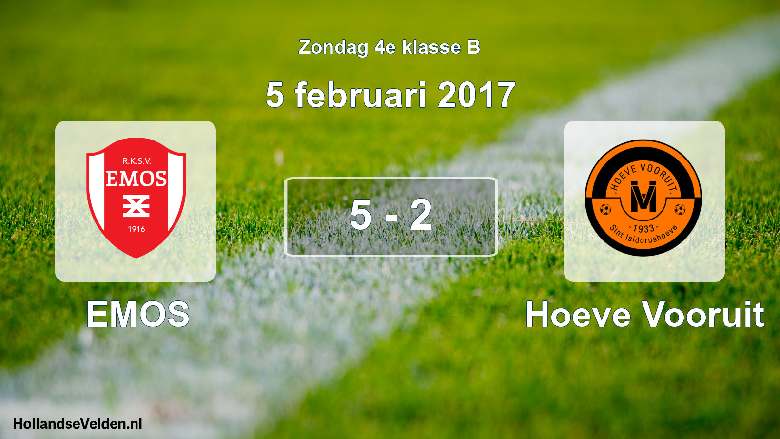 Total number of matches played: EMOS - Hoeve Vooruit 5 - 2 (5 February 2017)