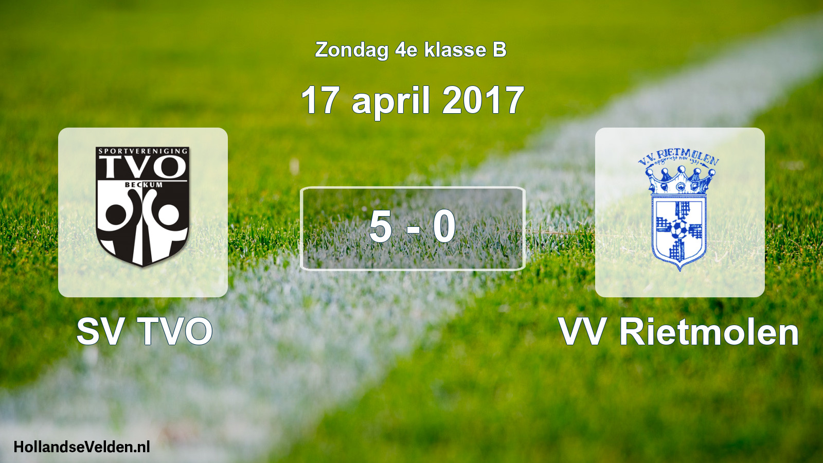 Total number of matches played: SV TVO - VV Rietmolen 5 - 0 (17 April 2017)