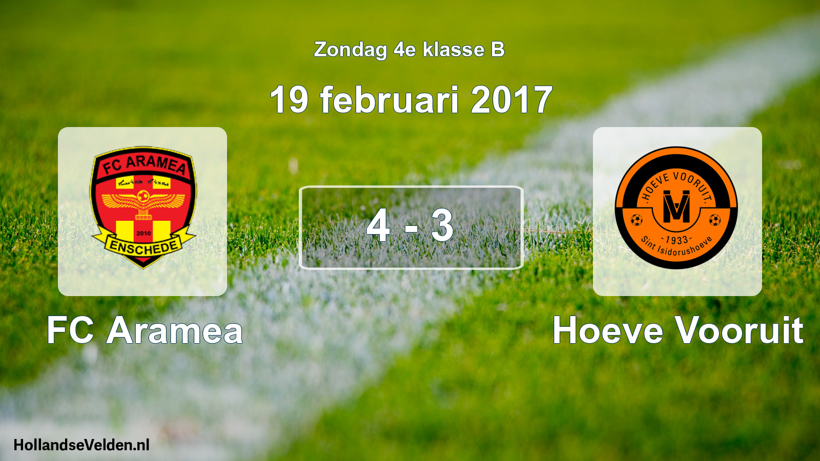 Total number of matches played: FC Aramea - Hoeve Vooruit 4 - 3 (19 February 2017)