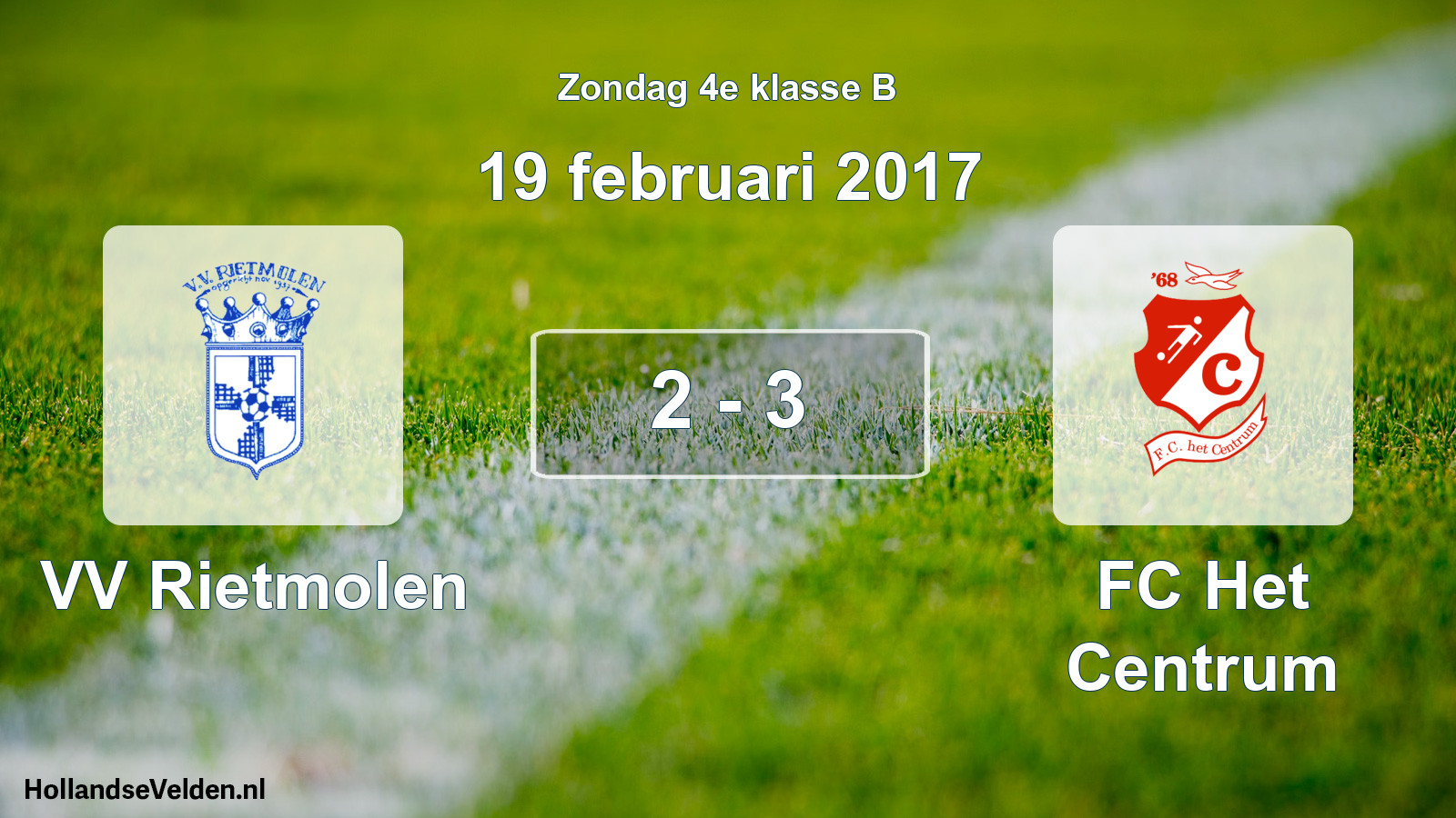 Total number of matches played: VV Rietmolen - FC Het Centrum 2 - 3 (19 February 2017)