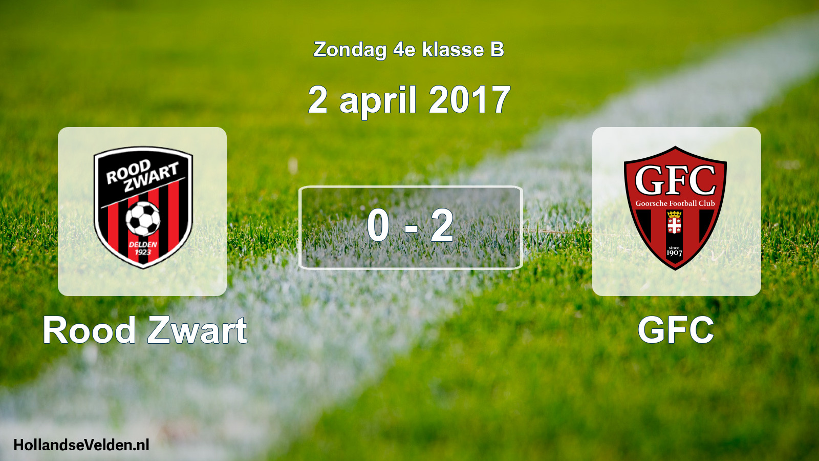 Total number of matches played: Rood Zwart - GFC 0 - 2 (2 April 2017)