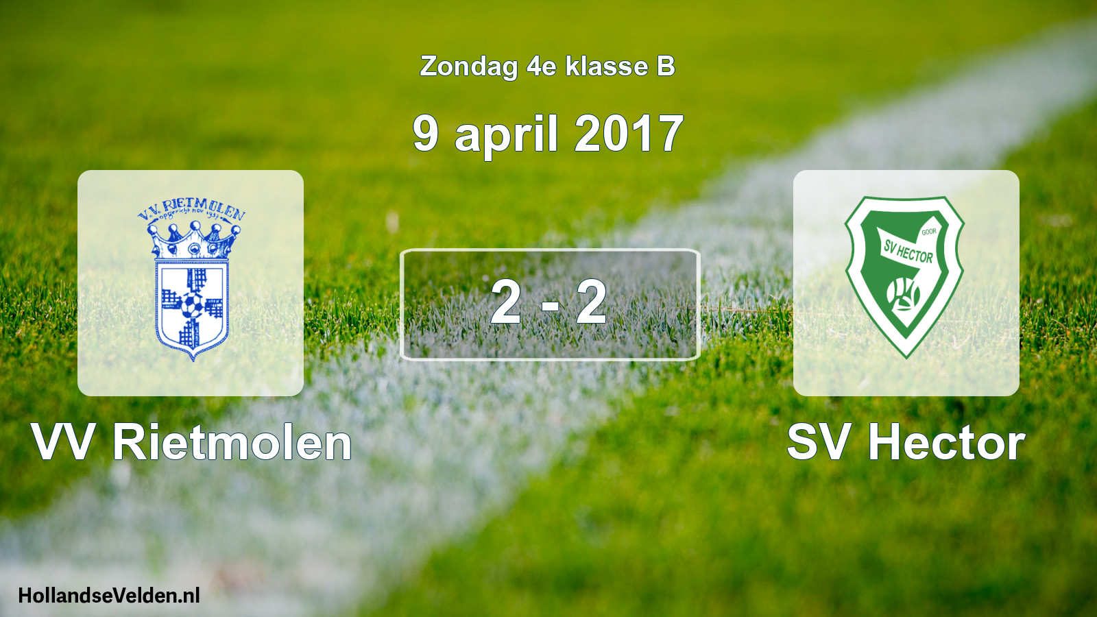 Total number of matches played: VV Rietmolen - SV Hector 2 - 2 (9 April 2017)