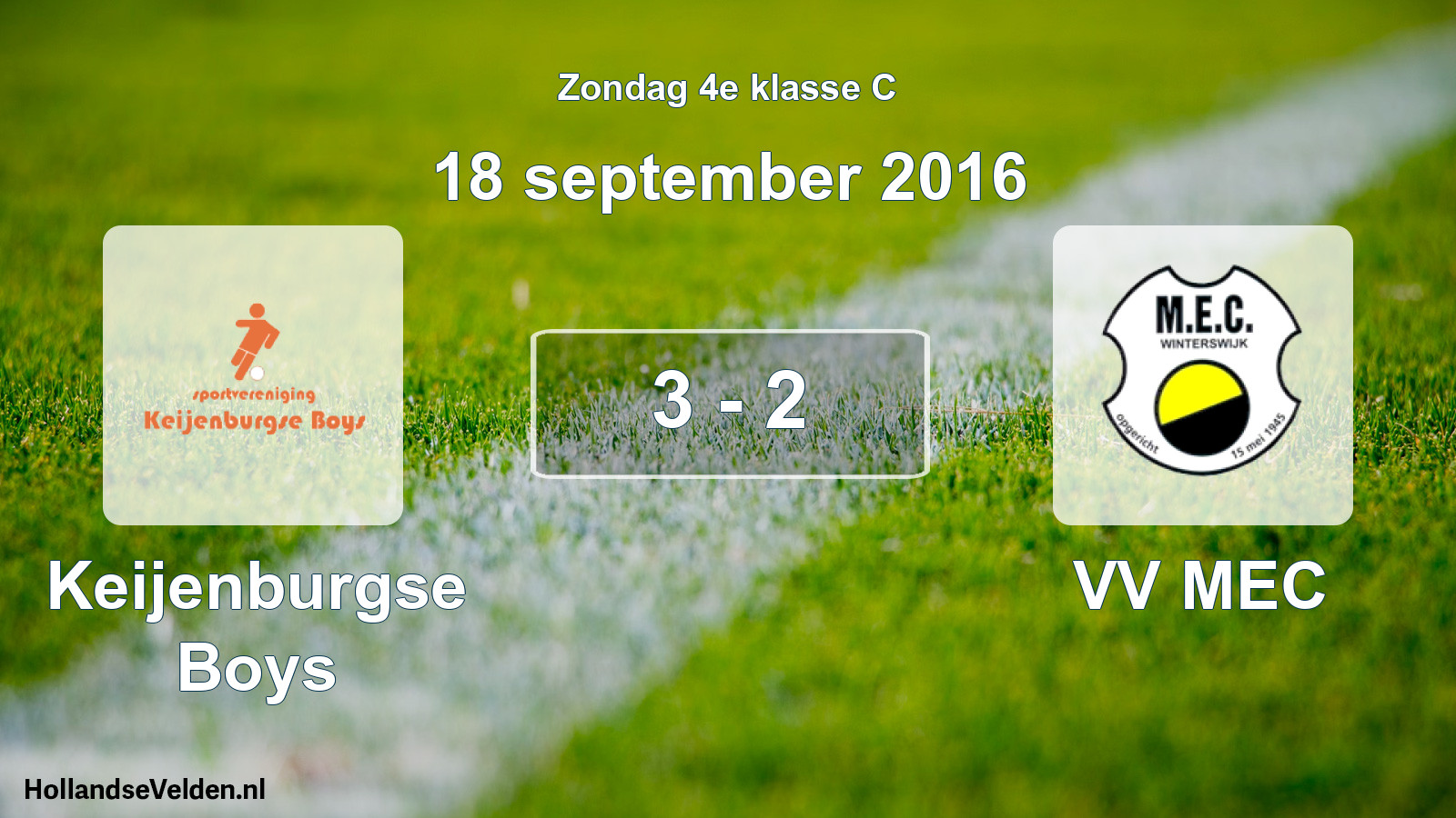 Total number of matches played: Keijenburgse Boys - VV MEC 3 - 2 (18 September 2016)