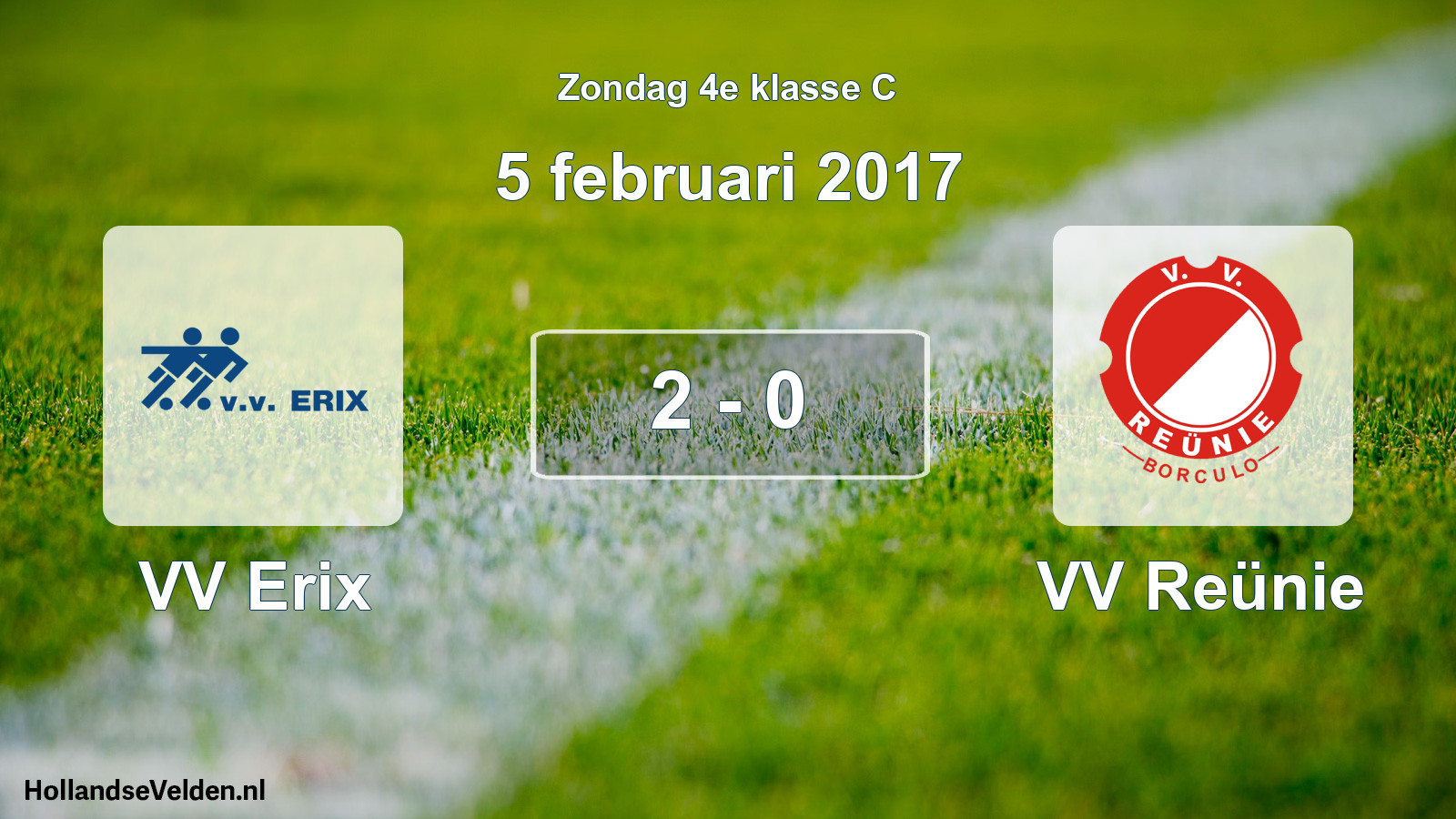 Total number of matches played: VV Erix - VV Reünie 2 - 0 (5 February 2017)
