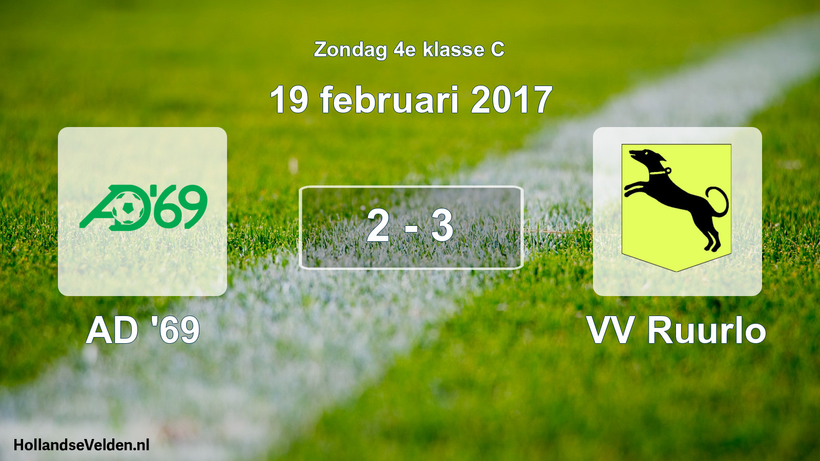 Total number of matches played: AD '69 - VV Ruurlo 2 - 3 (19 February 2017)