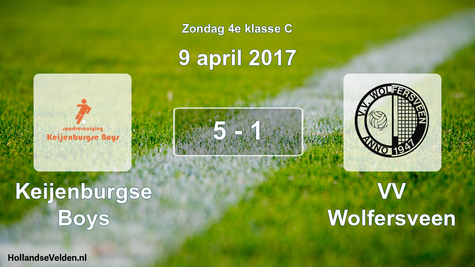 Total number of matches played: Keijenburgse Boys - VV Wolfersveen 5 - 1 (9 April 2017)