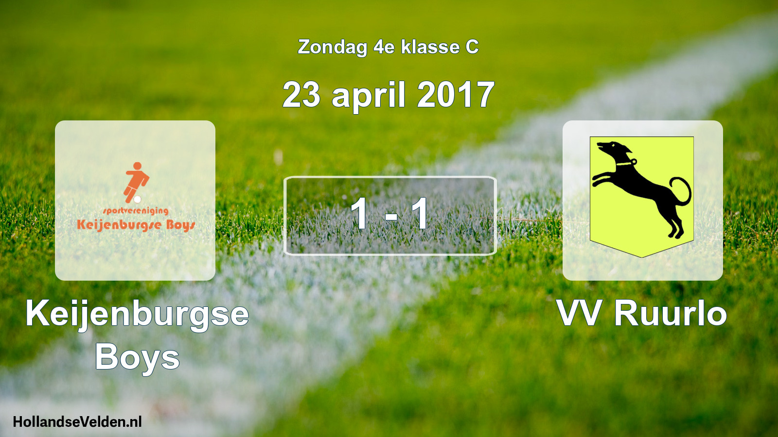 Total number of matches played: Keijenburgse Boys - VV Ruurlo 1 - 1 (23 April 2017)