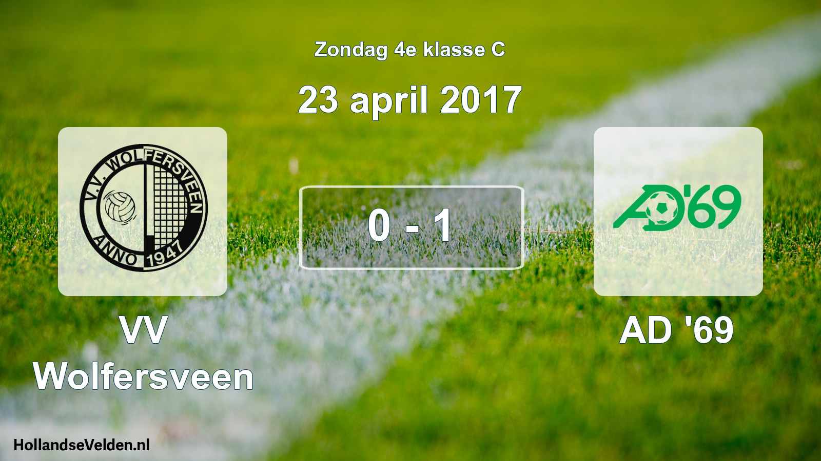 Total number of matches played: VV Wolfersveen - AD '69 0 - 1 (23 April 2017)
